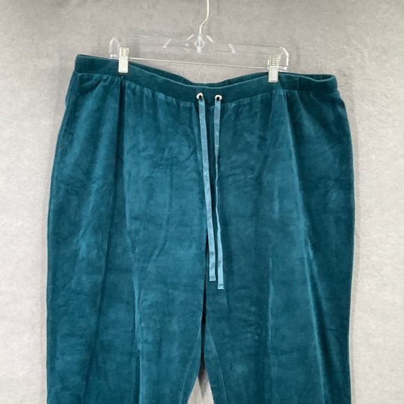Catherines Womens Sz 2X Velour Lounge Pants Teal‎ Blue Drawstring Elastic Waist - Picture 4 of 13